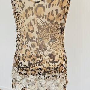 Marvel By La PERLA  SLIP DRESS  LEAPORD VTG 90s Sexy Sheer Small RARE